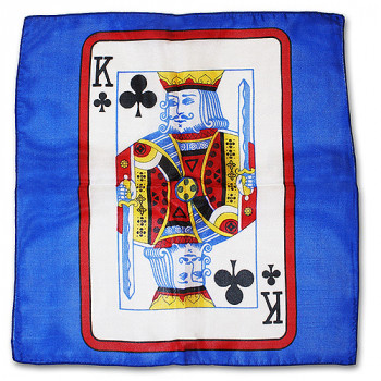 Spielkarte auf Seidentuch - 60 cm - Blau - Kreuz König