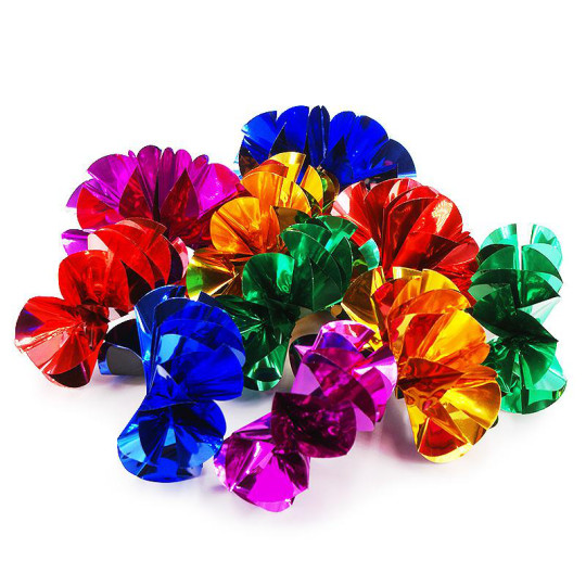 Bare Hand Flower Production - 10 Multicolored Mylar Flowers