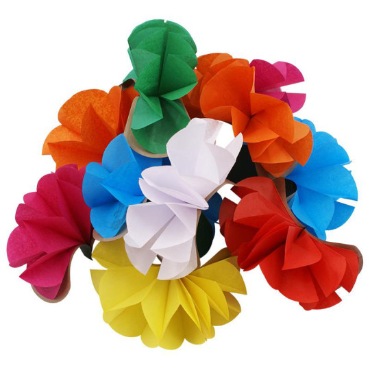 Bare Hand Flower Production - 10 Multicolored Paper Flowers