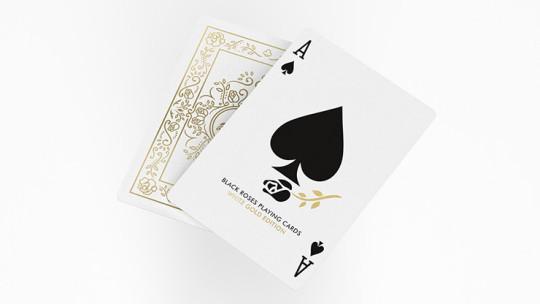 Preview: Black Roses White Gold Foil - Pokerdeck