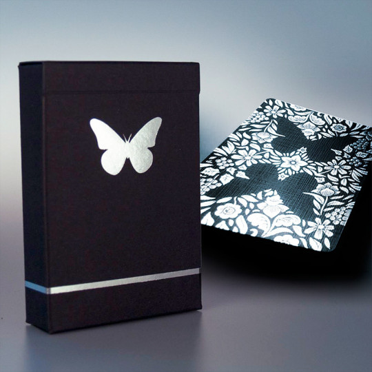 Butterfly Playing Cards Black - Silver (markiert) - Pokerdeck