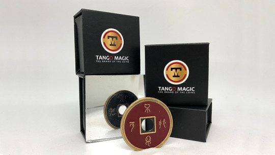 Chinese Coin (CH0019) Black & Red by Tango Magic