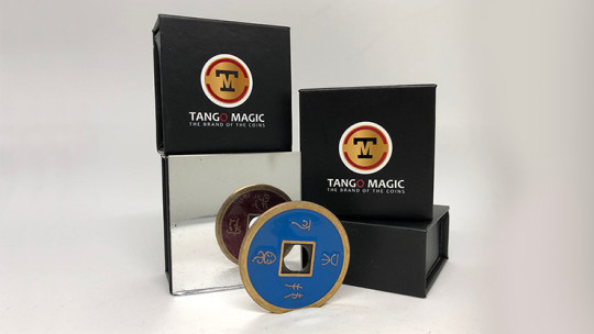 Chinese Coin (CH0021) Blue & Red by Tango Magic