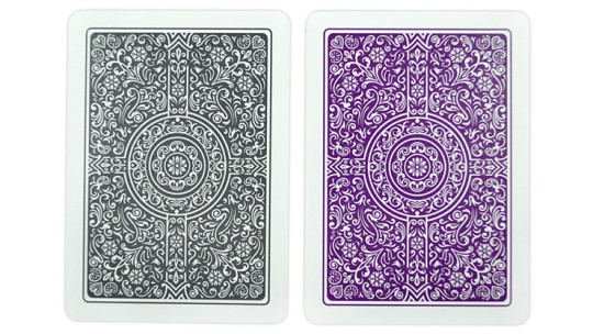 Preview: Copag Unique Plastic Poker Size Regular Index Gray and Purple Double-Deck Set - Pokerdeck