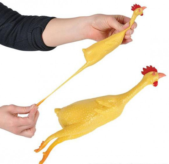 Fliegendes Gummihuhn - Fingerschleuder - Stretch Rubber Chicken - 20 cm