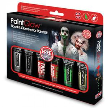 Fluoreszierende Gesichts- und Körperfarben - Halloween Blood & Glow Boxset - Schwarzlicht Make-Up