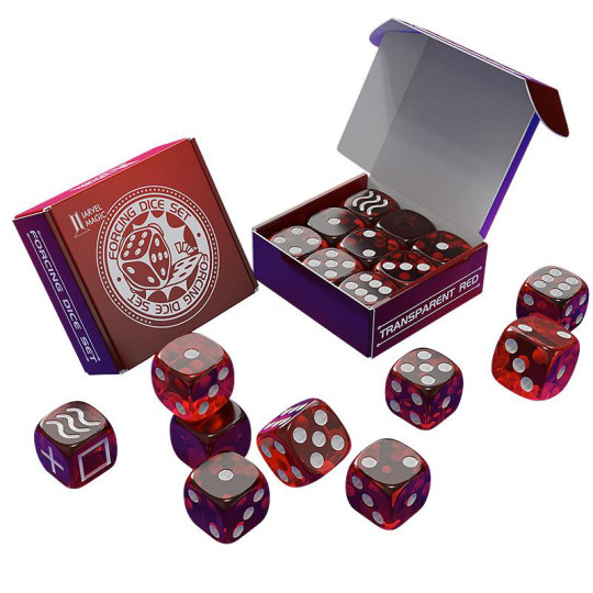 Forcing Dice Set by Iarvel Magic - Forcing plus Normal Dice - Transparent Red
