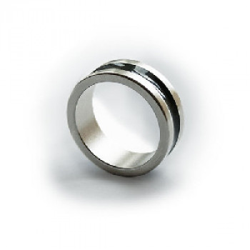 PK Ring - Magnetring Darkline Modern - 20mm - Silber und Schwarz