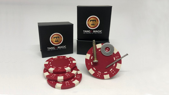 Magnetic Poker Chip Red plus 3 regular chips (PK003R) by Tango Magic