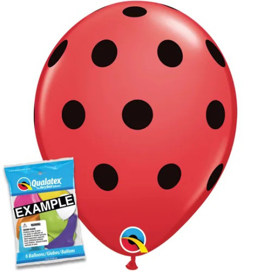 Marienkäfer Luftballons 28 cm Schwarz auf Rot Polka Dot Latex Partyballons