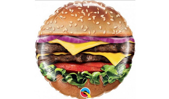 Qualatex Cheeseburger Folienballon Mini Rund 23 cm Fast Food Partyballon