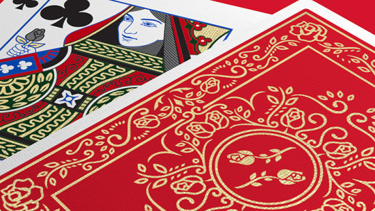 Preview: Red Roses Gold Foil (Fully Marked) - Pokerdeck - Markiertes Kartenspiel