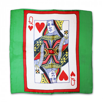 Spielkarte auf Seidentuch - 45 cm - Grün - Herz Dame