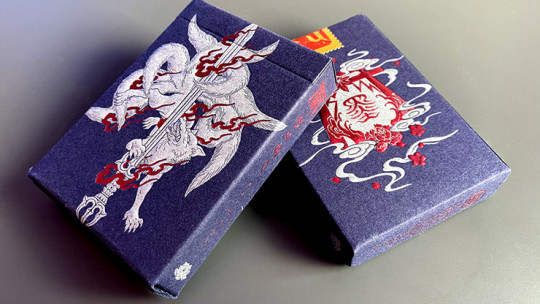 Sumi Kitsune Myth Maker (Blue/Red Craft Letterpressed Tuck) by Card Experiment - Pokerdeck
