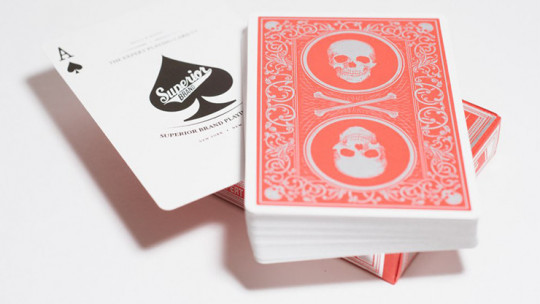 Superior Skull & Bones V2 (Red/Silver) by Expert Playing Card Co. - Pokerdeck