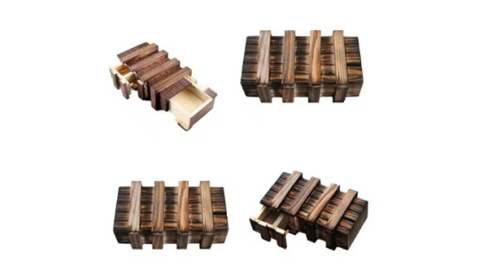 Preview: Treasure Puzzle Box - Geheimbox mit 2 versteckten Fächern - Holz