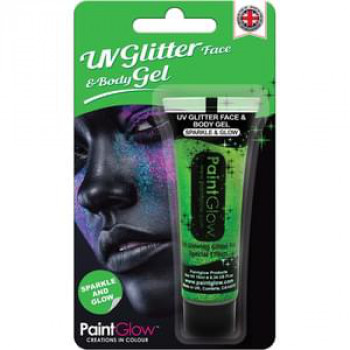 Fluoreszierende Gesichts- und Körperfarbe - Glitzergel Mint Green - Leuchtende UV Schminke