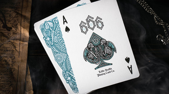 666 V4 (Cyan) by Riffle Shuffle - Pokerdeck