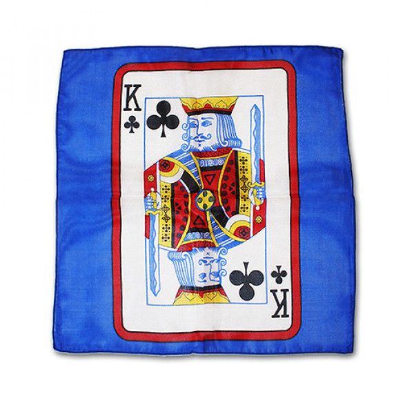 Spielkarte auf Seidentuch - 30 cm - Blau - Kreuz König