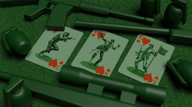 Army Men Playing Cards