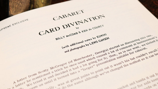 Cabaret Card Divination by Billy McComb and Ken de Courcy - Buch
