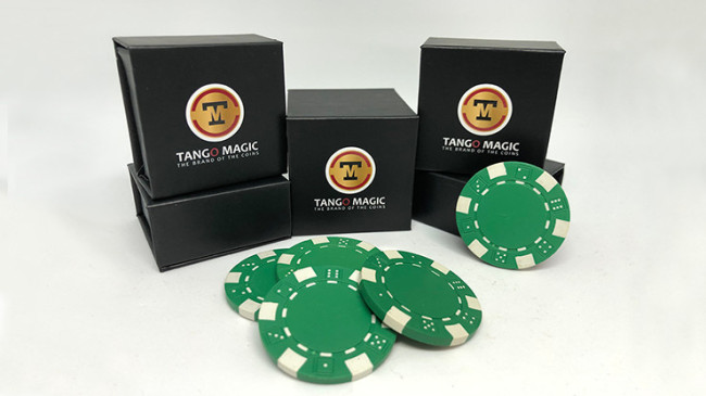 Expanded Shell Poker Chip Green plus 4 Regular Chips (PK001G) by Tango Magic