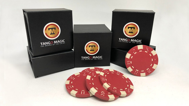 Expanded Shell Poker Chip Red plus 4 Regular Chips (PK001R) by Tango magic
