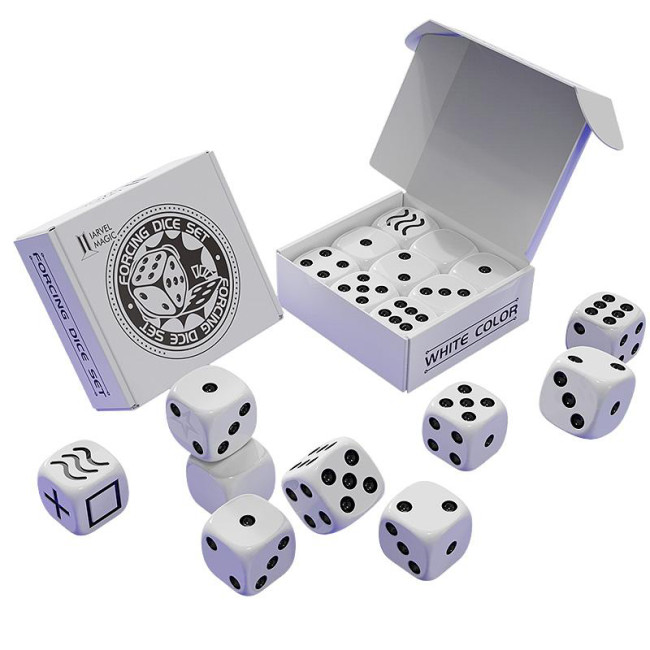 Forcing Dice Set by Bluether Magic - Forcing plus Normal Dice - White