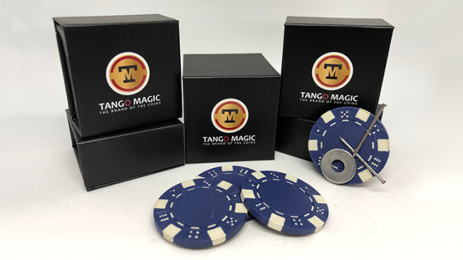 Magnetic Poker Chip Blue plus 3 regular chips (PK003B) by Tango Magic