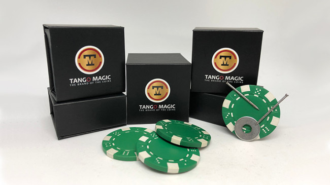 Magnetic Poker Chip Green plus 3 regular chips (PK003G) by Tango Magic