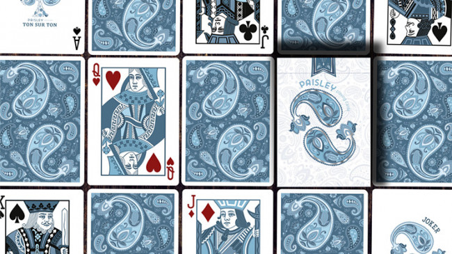 Marked Paisley Ton sur Ton Poudre Blue - Pokerdeck - Markiertes Kartenspiel