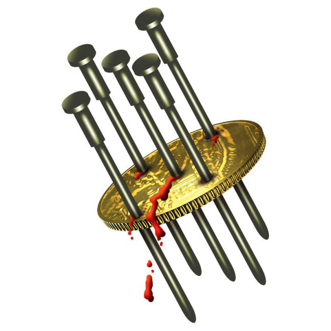 Nails Thru Coin - With 5 Nails