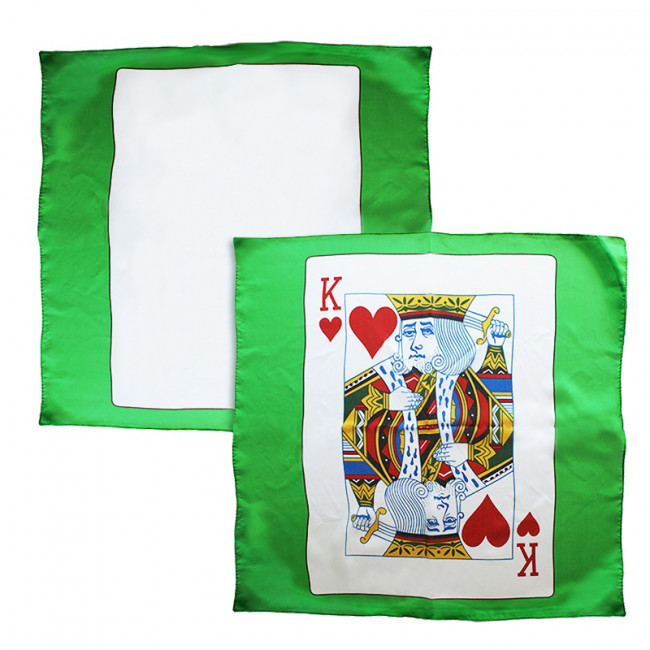 Seidentuch Verwandlung - Grün - 60 cm - Leere Spielkarte in Herz König - Set