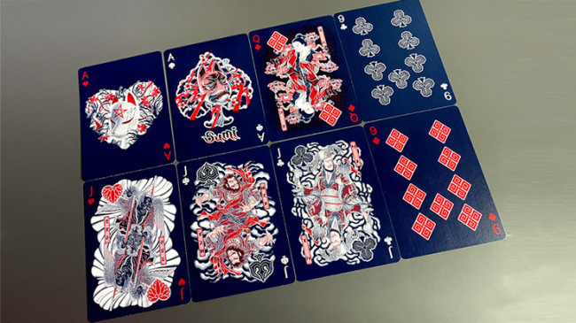 Sumi Kitsune Myth Maker (Blue/Red Craft Letterpressed Tuck) by Card Experiment - Pokerdeck