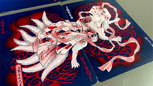 Sumi Kitsune Myth Maker (Blue/Red Craft Letterpressed Tuck) by Card Experiment - Pokerdeck