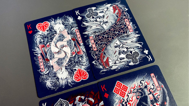 Sumi Kitsune Myth Maker (Blue/Red Craft Letterpressed Tuck) by Card Experiment - Pokerdeck