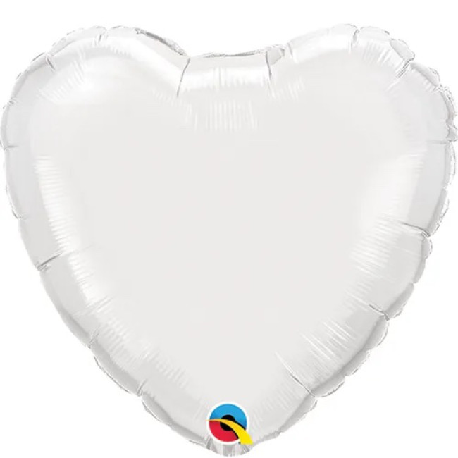 White Heart Mini Ballon - Folienballon 23 cm - Qualatex Herzlatexballon Weiß
