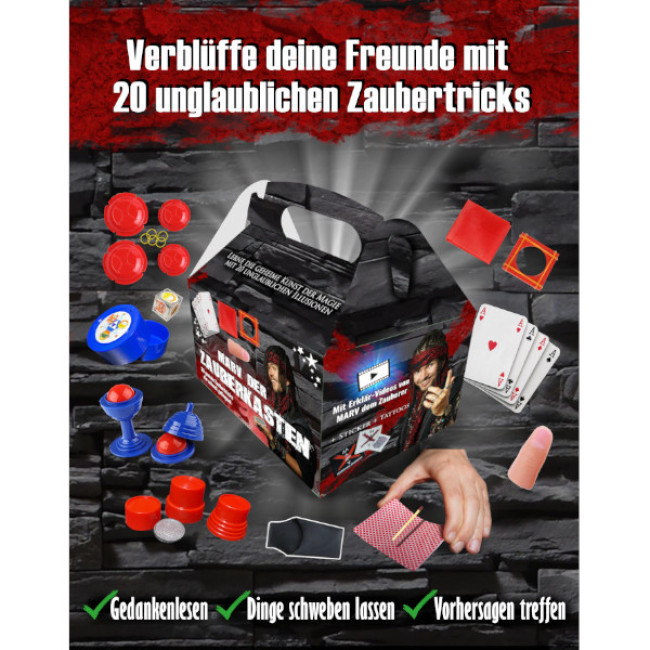 Zaubertrick Set - Marv der Zauberkasten - 20 Zaubertricks ab 6 Jahren - Zauberkoffer